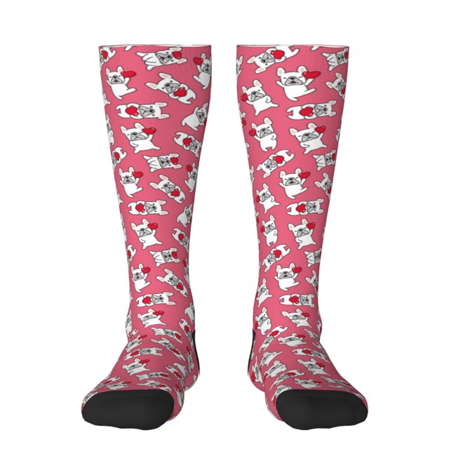 Fotbe French Bulldog Calcetas Divertidas Estampadas para Hombre y Mujer, Calcetas de Algodón hasta la Rodilla para Caminar, Correr, Enfermería y Embarazo