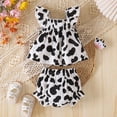 thumbnail image 2 of Splozh Baby Girls Short Set Newborn Baby Girl Summer Clothes Infant Girl Outfits Sleeveless Ruffle Top and Bloomers Shorts Set Black,0-3 Months, 2 of 5