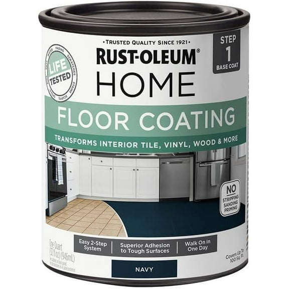 Rust-Oleum HOME Floor Coating, Navy, Matte, Quart - 365931
