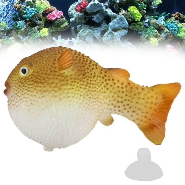 Ymiko Artificial Rubber Fish, Simulation Aquarium Puffer Fish Floatable For Fish Blue,orange Orange