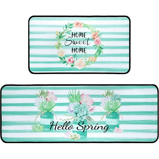Spring Kitchen Rugs Kitchen Mat Set of 2, Floral Kitchen Rugs, Country