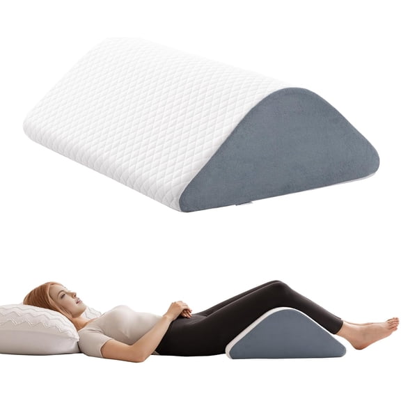Knee Wedge Pillow 8'' for Post-Surgery Recovery - Leg Elevation Support for Sleep Position, Alleviating Lower Back & Hip Pain Enhancing Circulation in Ankles Legs Triangle Pillow with Removable Cover
