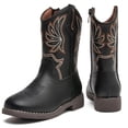 thumbnail image 4 of DADAWEN Boys Cowboy Boots Stylish Kids Mid-Calf Boots Black 3.5 Big Kid, 4 of 6