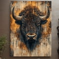 thumbnail image 2 of [Buffalo Wall Art] 2D Flat 1pc Western Buffalo Wall Art with Frame, Realistic Bison Animal Painting, Rustic Wooden Texture, Hook for Easy Hanging, Perfect for Home Decor, Home Accent Piece, 2 of 7