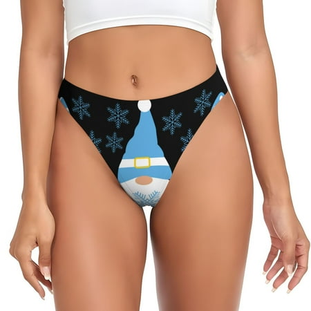 Bingfone Christmas Gnome Snowflake Print Seamless Women Underwear Thongs Low Rise Hipster G-string Thongs Sexy Comfortable Panties Undies for Women-Small