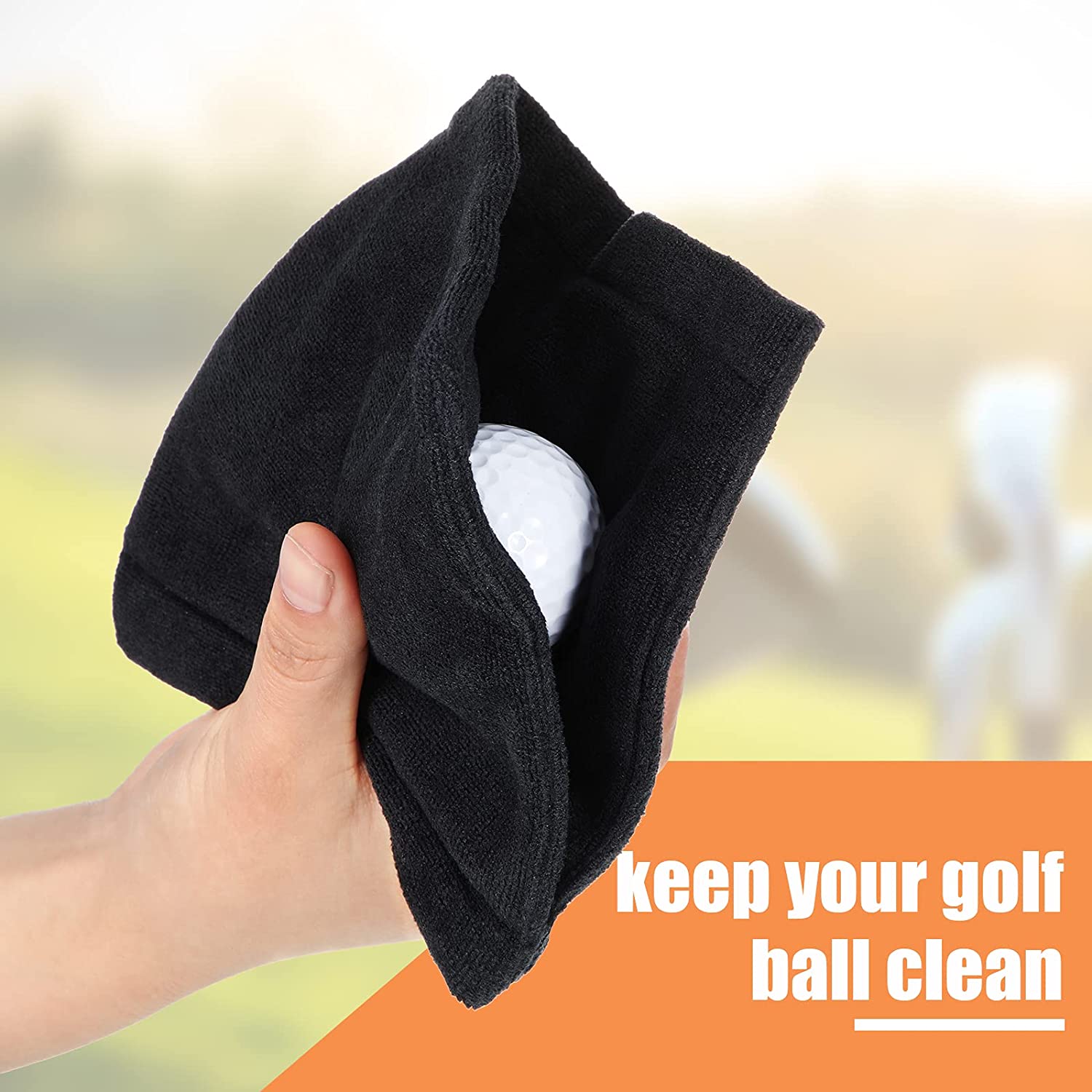 Golf Ball Towel 5.5 x 5.5 Inch Black Golf Wet and Dry Golf Towel Pocket Golf Towel with Clip Ball Towel Golf Ball Towel for Golf Course Exercise Towel (3 Pieces) - image 3 of 7