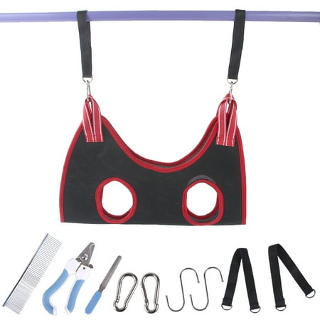 Pet Dog Grooming Hammock Harness for Cats & Dogs  Dog Sling for Grooming  Dog Hammock Restraint Bag with Nail Clippers/Trimmer Black S F956