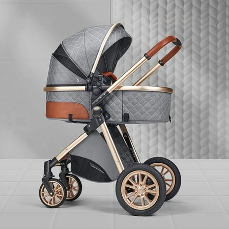 Cochildor 2 in 1 Foldable Baby Stroller, with Big Seat and Adjustable Canopy, Gray