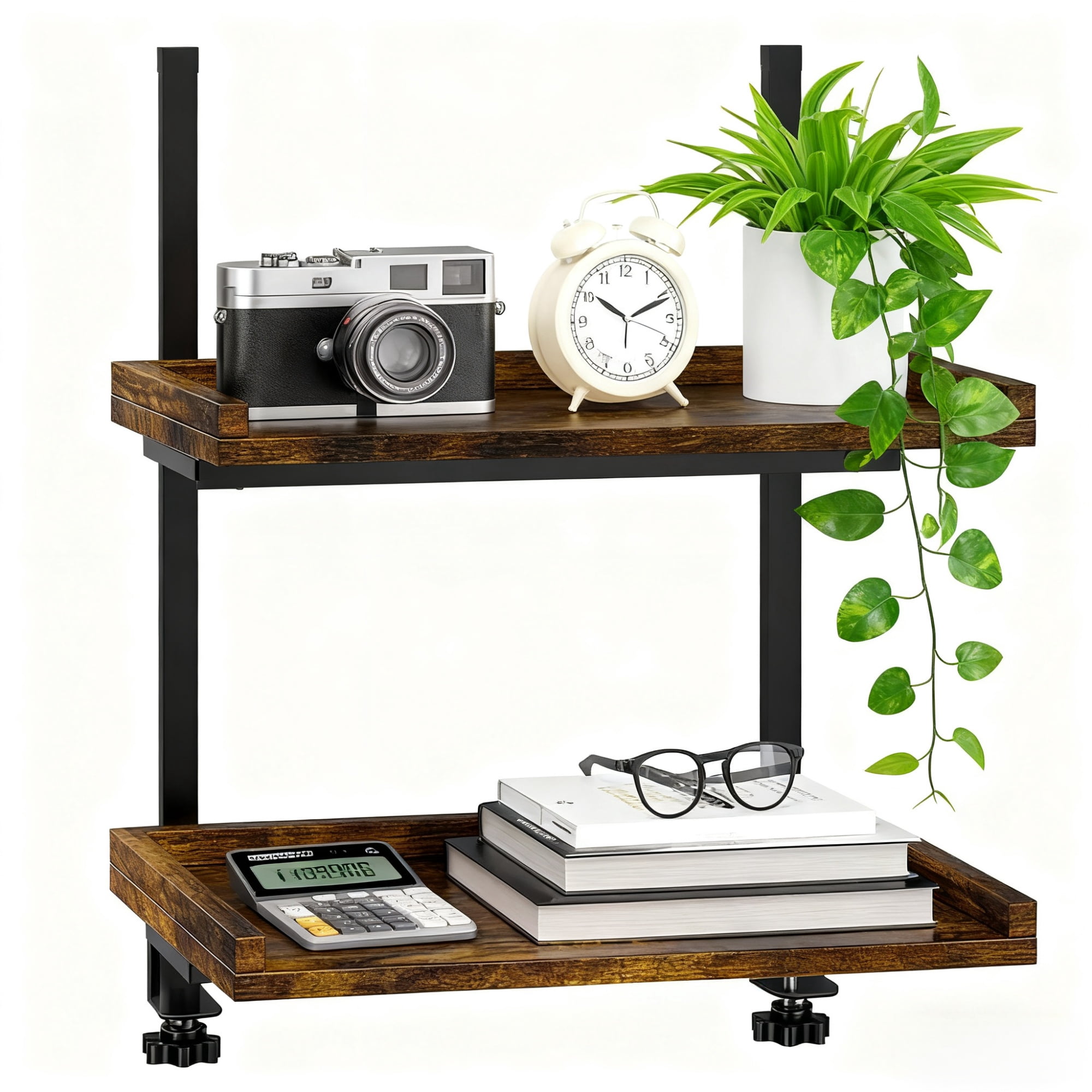 New Vintage Desktop Organizer Shelf, Easy Assembly Multi-Purpose Desk Storage Display Rack for Office, Kitchen, Countertop, Space Saving