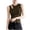 Coffee, variant on Tank Tops for Women Crew Neck Sleeveless Hollow Out Off Shoulder High Elastic Threaded Slim Top Tank Coffee M