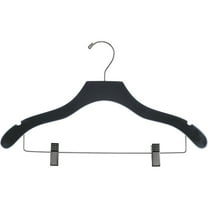 International Hanger Wooden Wavy Combo Hanger, Black Finish with Chrome Hardware, Box of 100