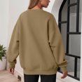 thumbnail image 4 of Garbnen Crew Neck Sweatshirt for Women Fleece Lined Long Sleeve Shirt for Women Casual Fall Winter Warm Oversized Fashion Pullover Shirts for Women Khaki XL, 4 of 7
