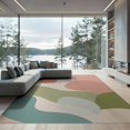 thumbnail image 2 of ODIKA 6'x9' Soft Pastel Tones Abstract Mid-Century Washable Area Rug Elegant Geometric Shapes and Artistic Patterns for Family Room, Living Mater Bedroom, Non-Slip, Easy Care, 2 of 6