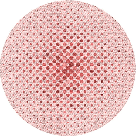 Ahgly Company Machine Washable Indoor Round Transitional Pastel Red Pink Area Rugs, 7' Round