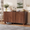 thumbnail image 3 of WIRRYTOR 57" Curved Fluted Kitchen Sideboard Buffet Cabinet, Mid-Century Modern Credenza with Solid Ball Legs for Dining Room Living Room, Walnut, 3 of 13
