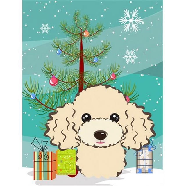 Carolines Treasures BB1630GF Christmas Tree And Buff Poodle Flag Garden Size