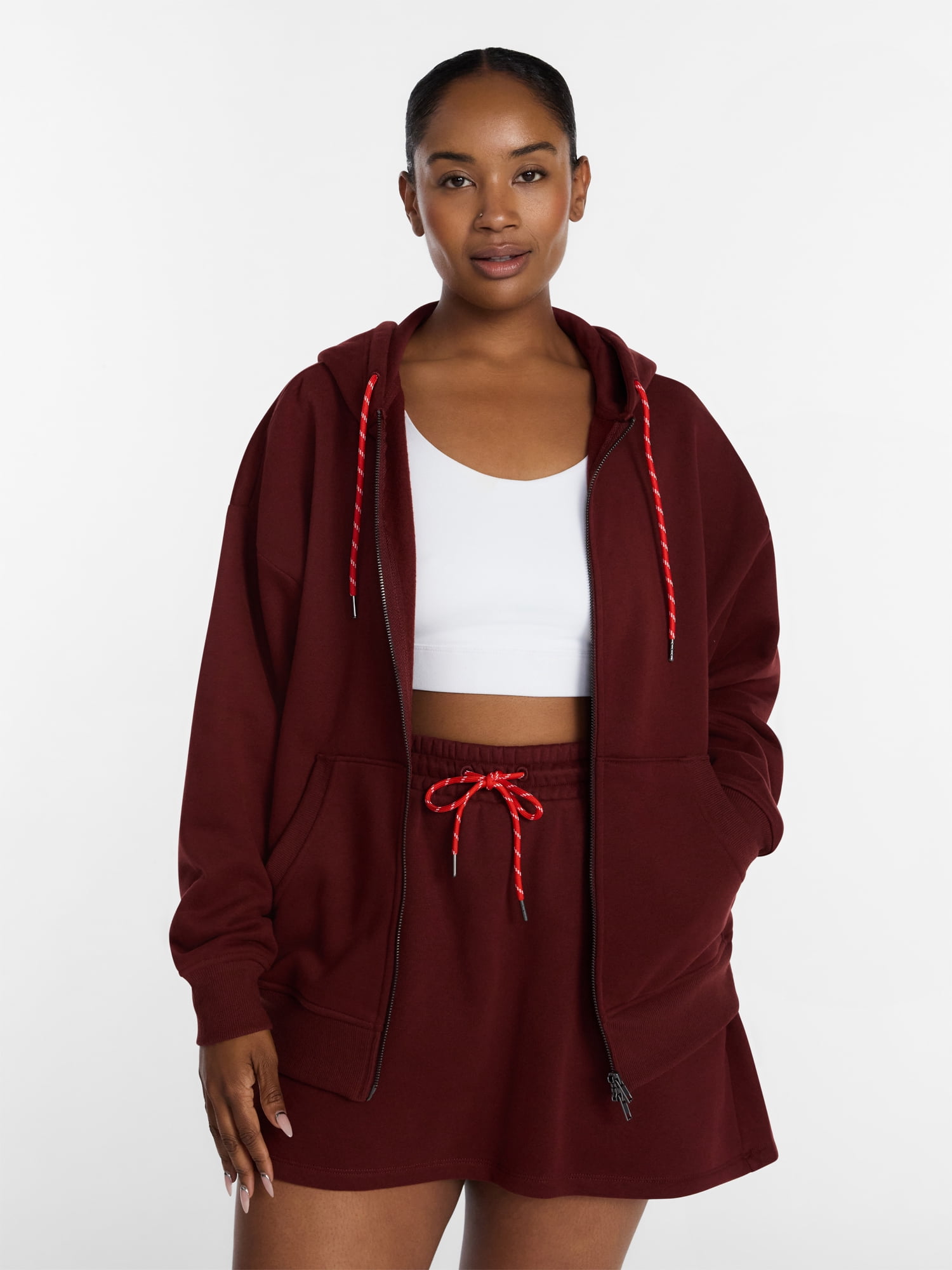 Athletic Works Women's and Women's Plus Full Zip Fleece Hoodie, Sizes XS-4X