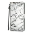 thumbnail image 3 of SaniMore Wallet Case for iPhone 14 Pro 6.1" 2022, PU Leather Color Painting Kickstand Wrist Strip Magnetic Clasp Cash Pocket Card Holders Shockproof Full Protective Case, White Marble, 3 of 9