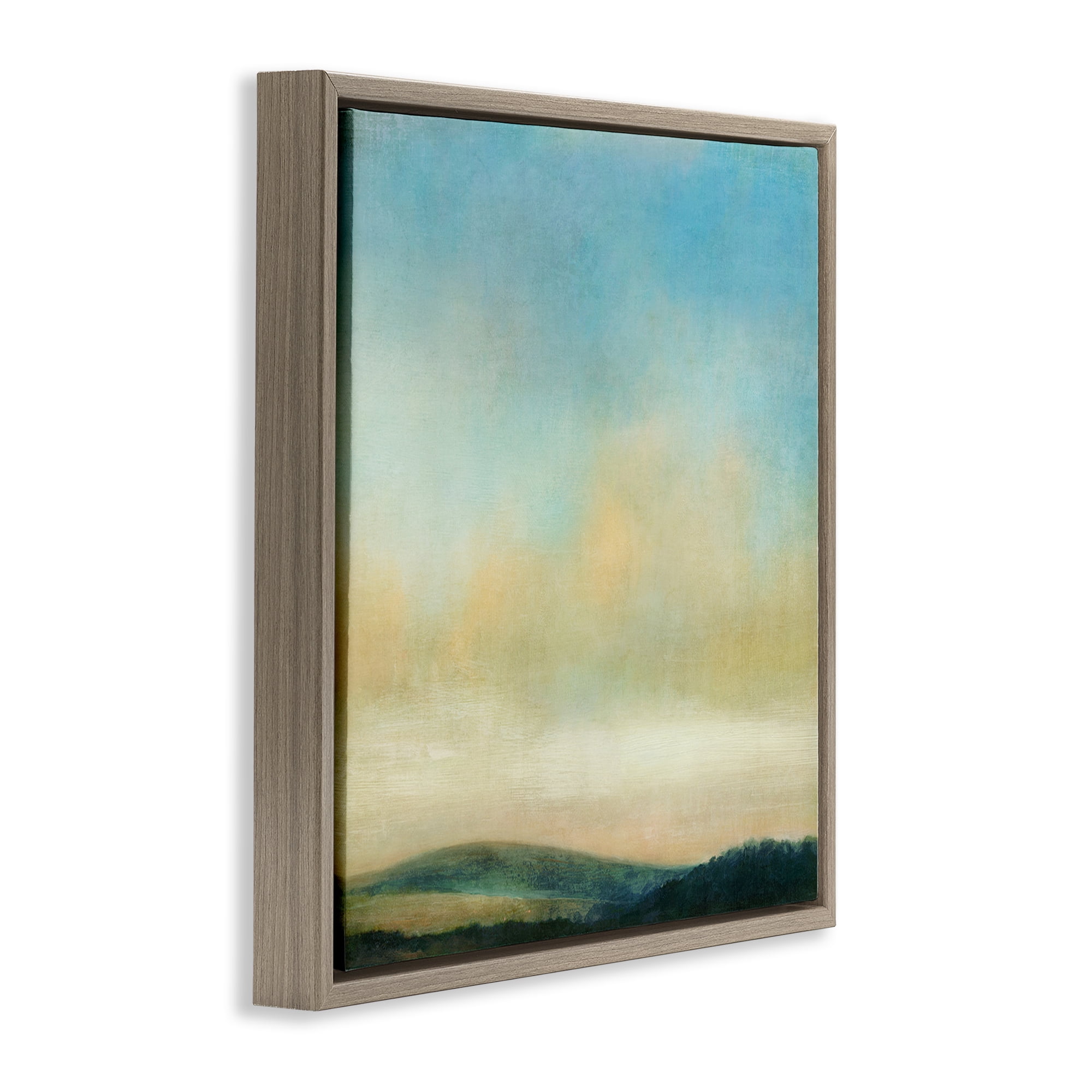 Stupell Industries Cloudy Countryside Fields Landscape & Nature Painting Brown Floater Framed Canvas Art Print Wall Art, 25 x 25
