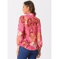 thumbnail image 4 of DARING DIVA Women's Button Down Floral Print Chiffon Tops XS Red, 4 of 6