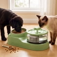 thumbnail image 4 of 2 in 1 Cat Feeder and Water Fountain, Cat Water Fountain and Food Bowl, Pet Water Dispenser with Balanced Base, Automatic Flower Fountain & Large Capacity Bowl _ #05 _ Green _ B, 4 of 6