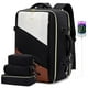 thumbnail image 1 of Mochila de viaje LOVEVOOK Carry on 40L con puerto USB beige-negro, 1 of 8