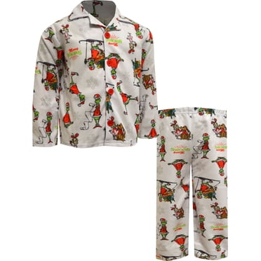 Komar Kids Boys Dr. Seuss The Grinch Toddler Traditional Flannel Pajamas (2T)