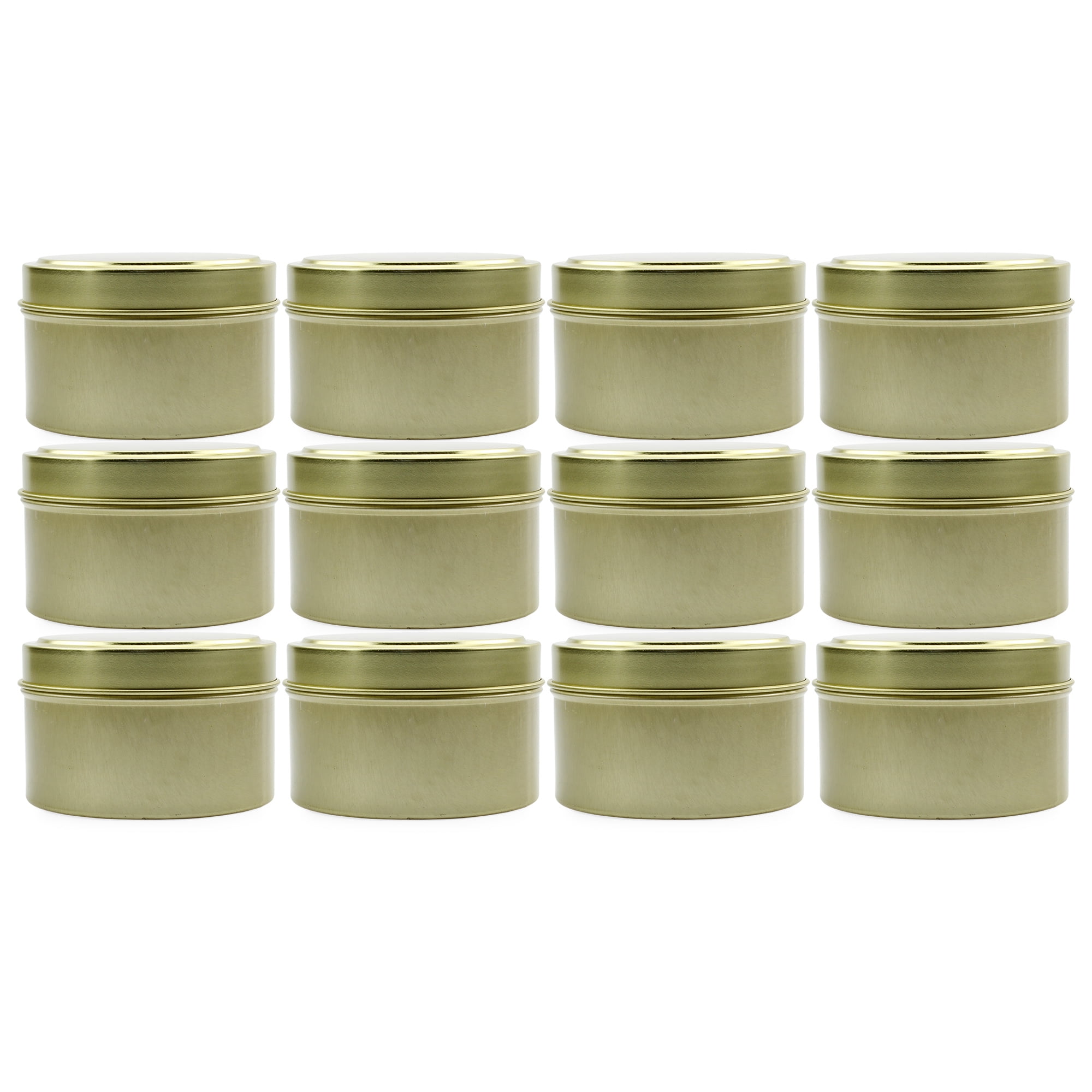 Cornucopia 6oz Round Gold Tins/Candle Tins (12Pack), Metal Tins for