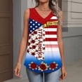 thumbnail image 5 of Iaqnaocc 4th Of July Womens Tank Tops Sleeveless Summer Casual Loose V Neck Pleated Tank Tops Patriotic American Flag Floral Print Retro Outfits Multicolor L, 5 of 6
