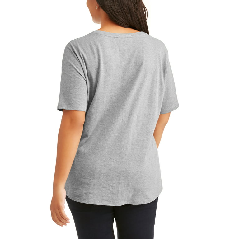 Terra & Sky Women's Plus Size Elevated Everday V-Neck T-Shirt