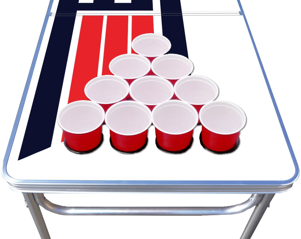 8-Foot Folding Portable Pong Table w/Optional Cup Holes & LED Lights - Los  Angeles Lakeshow Basketball Court (Choose Your Model)