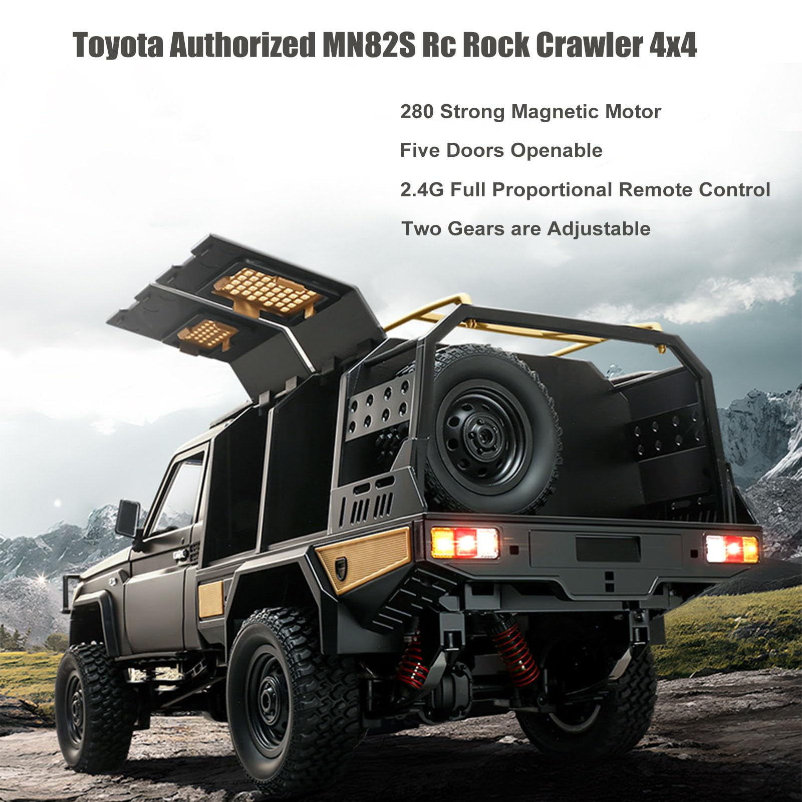 MN82S 1/12 Scale RC Rock Crawler Truck, 4WD Off-Road Remote Control Car with LED Lights, 2-Speed 2.4GHz Proportional Control, All Terrain RTR Hobby Toy for Adults