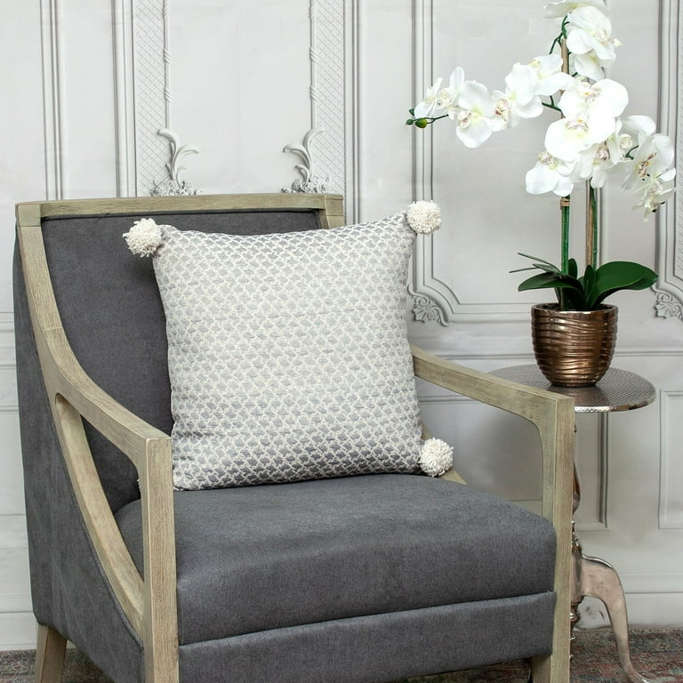 Gray Pearl Pom Throw Pillow Gray Pearl Pom Throw Pillow