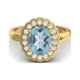 thumbnail image 1 of 925 Argent Sterling Or Vermeil 6mm Rond Bleu Topaze Solitaire Femmes Bague, 1 of 3