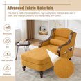thumbnail image 4 of Chaise Lounge Chair Indoor, Upholstered Chenille Sleeper Sofa Bed with Wooden Armrests and Legs, Lazy Reading Chair Couch,  Bearing 500LBS, Yellow, 4 of 7