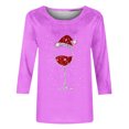 thumbnail image 5 of Wycnly Christmas Shirts Clearance Winter Tee Tops for Women Womens Christmas Shirts Merry Xmas Round Neck Lightweight Ladies Pullover Blouses Casual Snowflake Print Tee Tops Fall 3/4 Sleeve Tops, 5 of 5