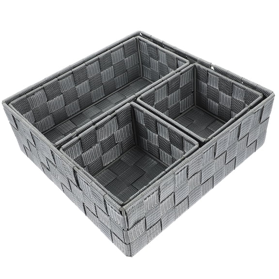 4 Pcs for Storage Woven Storage Basket Simple Design Storage Office 28X28cm Grey