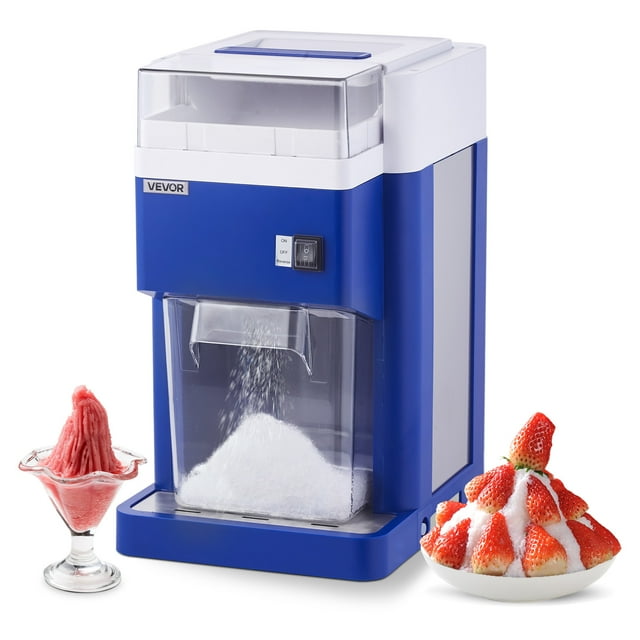 VEVOR Machine Commerciale de Rasage de Glace, Grande Machine Électrique à Cônes de Neige 1,91 Qt /1,8 L, Fine et Moelleuse avec Moteur 300 W, Lames en Acier Inoxydable, Machine à Glace Pilée, Bleu