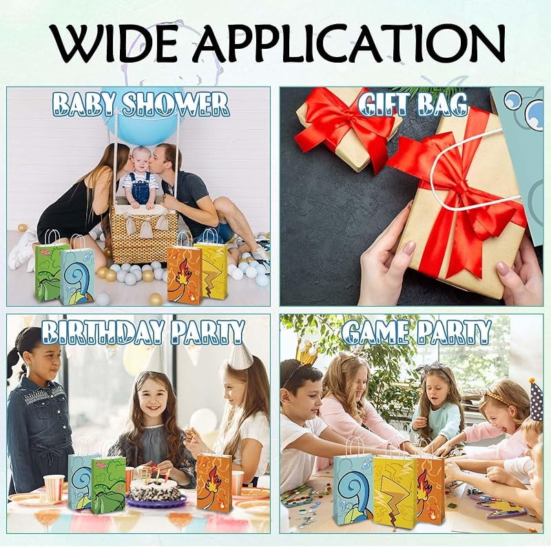 20Pcs Cartoon Animation Party Gifts Bags，Birthday Party Supplies Gifts Candy Bags，Cartoon Red Ball Bags Kids Adults Birthday Party Decorations，Paper Party Favor Bags