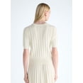 thumbnail image 3 of Free Assembly Women's and Women's Plus Pointelle Button Front Sweater, Lightweight, XS-4X, 3 of 5