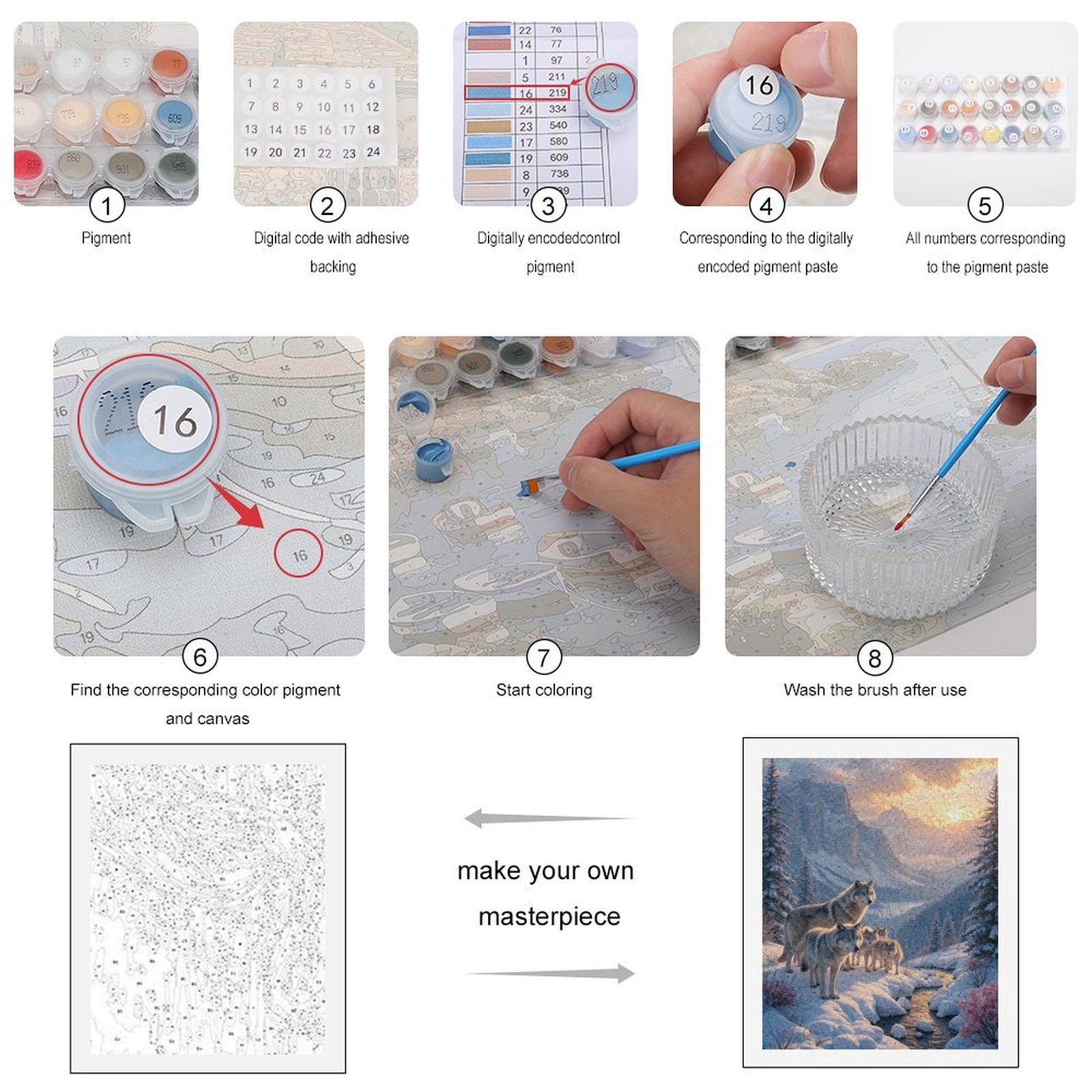Paint by Numbers Kit for Adults, Winter Wolves Majestic Mountain Sunrise Paint by Numbers, Easy Paint by Numbers Kit for Adults Beginner, DIY Adult Paint by Number Kits on Canvas, Home Decor