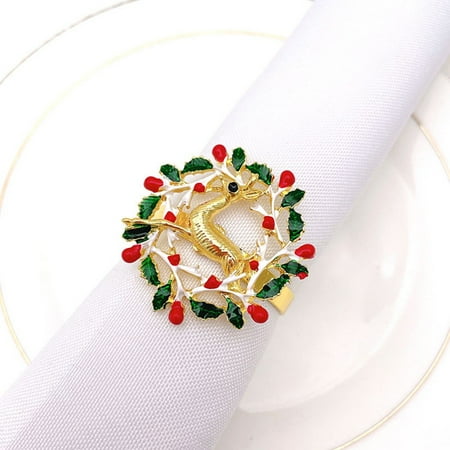 

Fule 1Pc 2024 Christmas Napkin Rings Alloy Napkin Holder Rings for New Year
