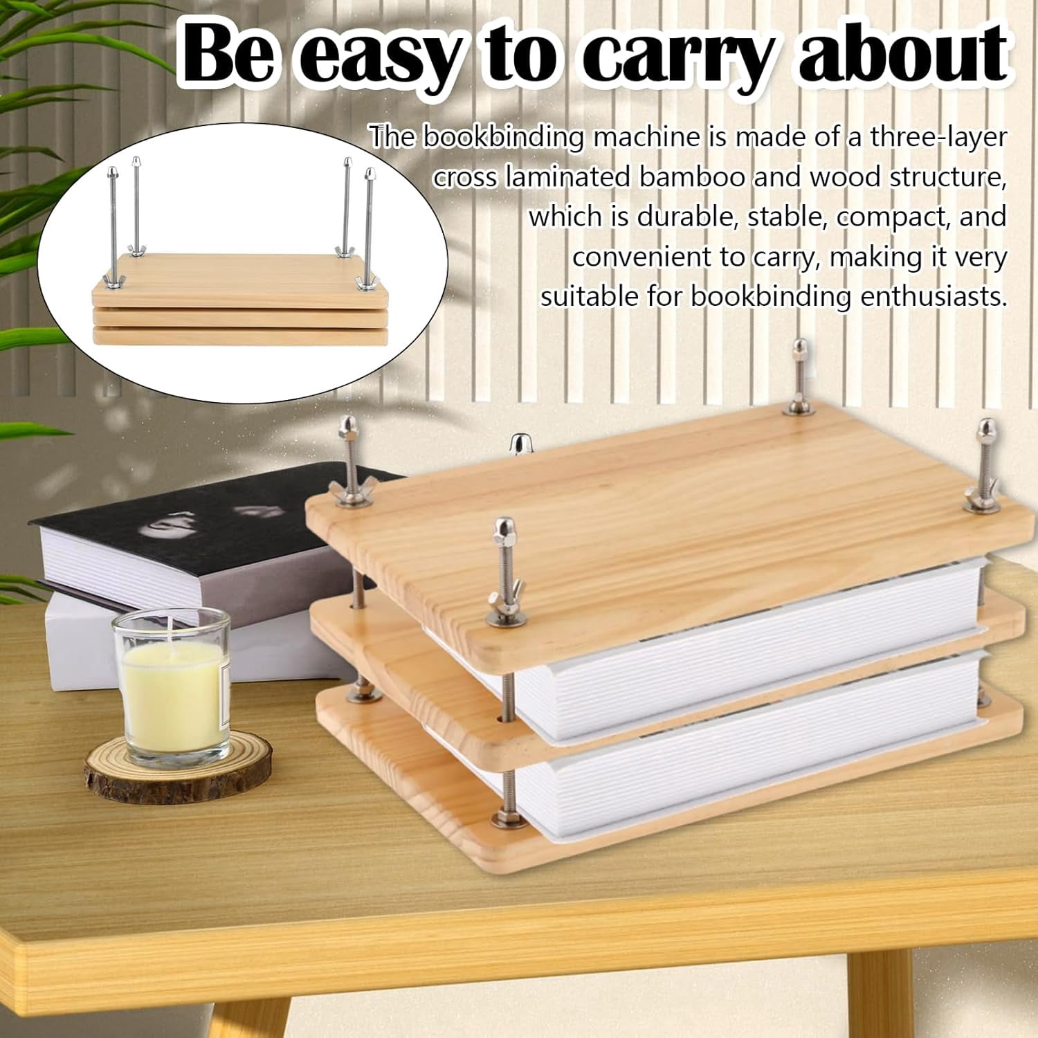 3Press Boards Wooden Book Press, 30 x 20 cm Book Press, Multifunctional Manual Sturdy Bookbinding Tool, Practical Bookbinding Accessories, DIY Bookbinding Labels, Wood Shape Factor