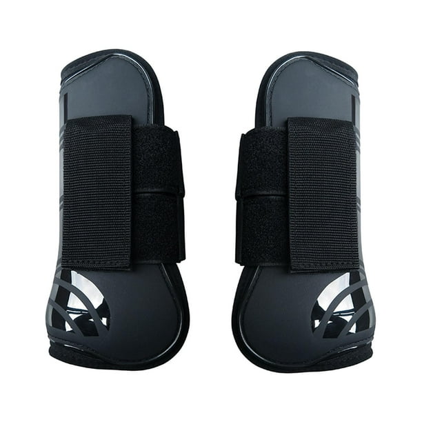 2 protectores de piernas amortiguadores para salto ecuestre, para uso en deportes ecuestres. Negro L