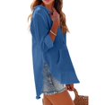 thumbnail image 3 of longantii Womens Hooded Beach Cover Up Long Sleeve V Neck Sweatshirt with Pockets Casual Lightweight Top for Summer Beach Royal Blue XL, 3 of 6