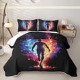 thumbnail image 2 of Feelyou Neon Soccer Print Quilt Full for Boys, Flame Athlete Full Bedspread Sets, Multicolor Black, 3-Piece, 2 of 7