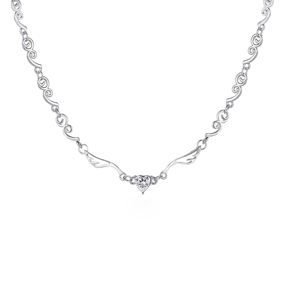 Wioihee Elegant Diamond Angel's Wing Necklace for Women Zircon Crystal Ring Accessories Jewelry