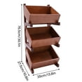 thumbnail image 4 of 3 Tiers Storage Rack, Rectangle Fruit Basket Stand, Utility Shelf Organizer Brown, 4 of 16