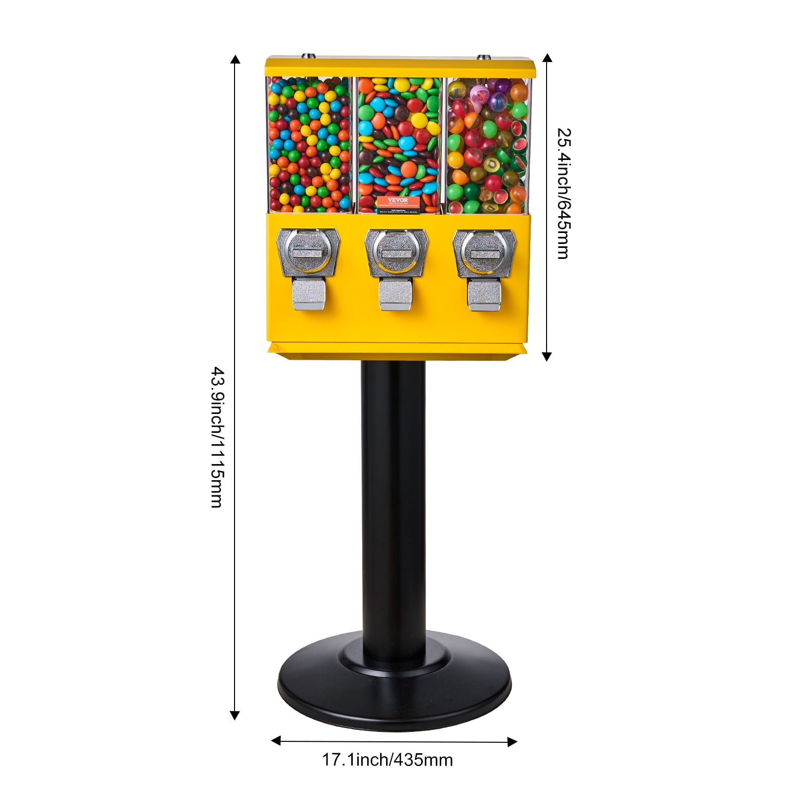 KFFKFF Vending Machines 3 Gumball, 17.13 x 14.96 x 43.90 Inches Yellow