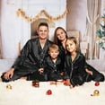 thumbnail image 4 of Inglocry Family Christmas Pajamas Matching Sets - 2025 Silk Satin Button Down Sleepwear, Long Sleeve Loungewear Men Black 3XL, 4 of 7